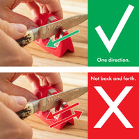 51421 | Edge Grip 2-Stage Knife Sharpener | Red – 3 Pack | Coarse & Fine Sharpener | Compact for Easy Storage | Stable Non-Slip Base | Soft Grip Rubber Handle | Straight & Serrated Knives Red-3Pack