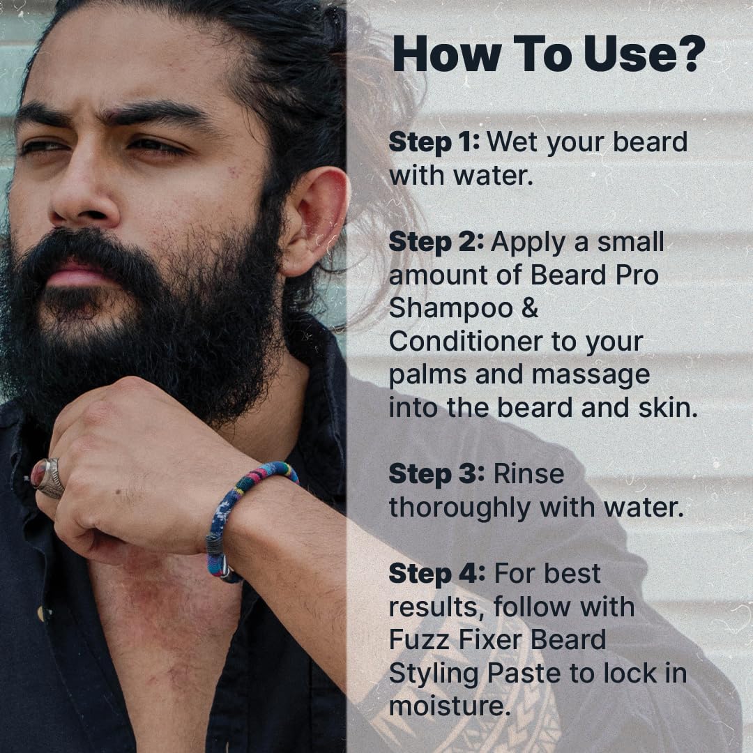 ALL MAN Beard Pro Shampoo & Conditioner, Remove Dirt, Oil, & Product buildup with Deep Hydration with Wheat Amino Acids & Betaine | 100ml