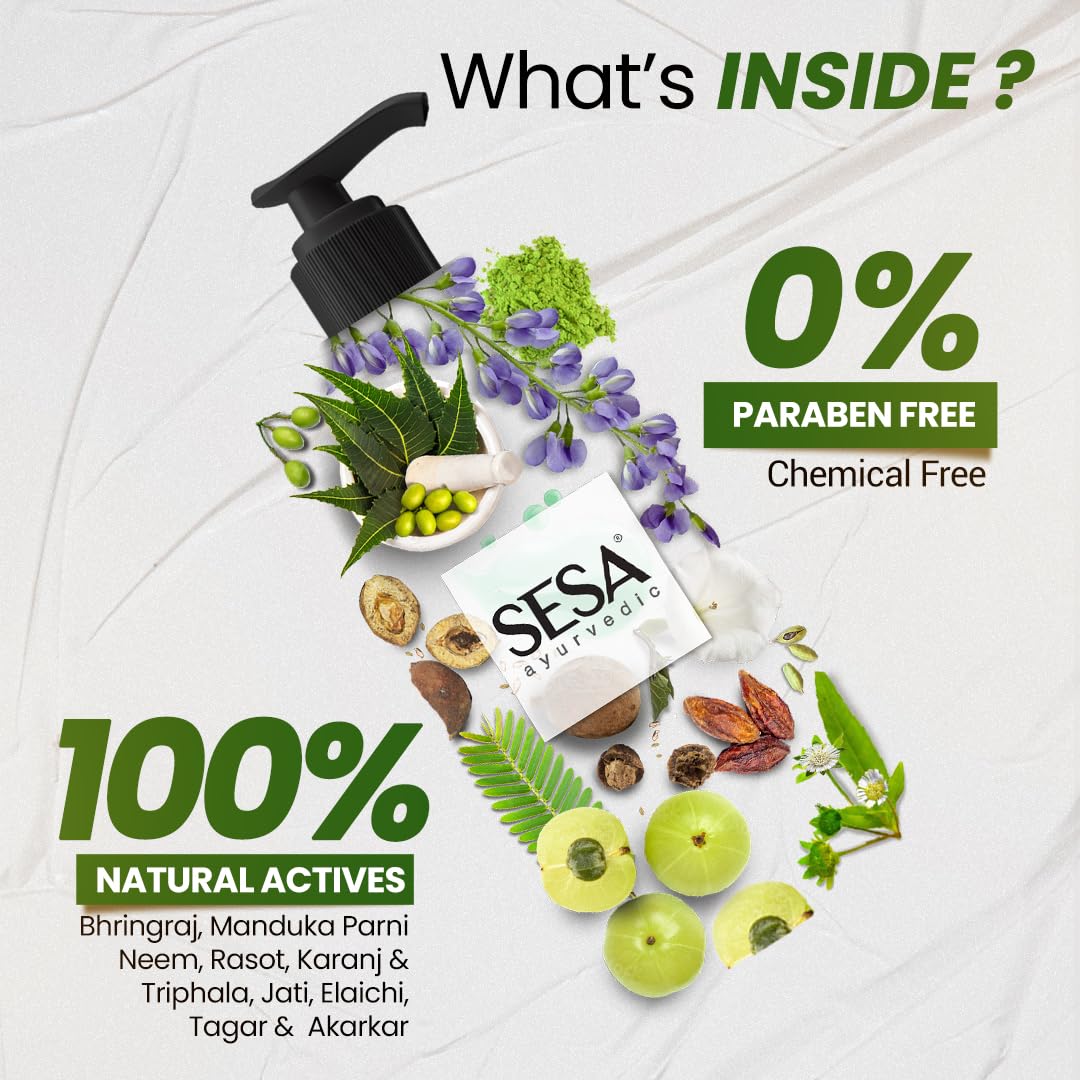 Sesa Ayurvedic Medicinal Shampoo 1 Lt Hairfall Control Anti Dandruff Shampoo Infused with 15 Ayurvedic Herbs Smooth & Shiny Hair For Men & Women, 1000 ml