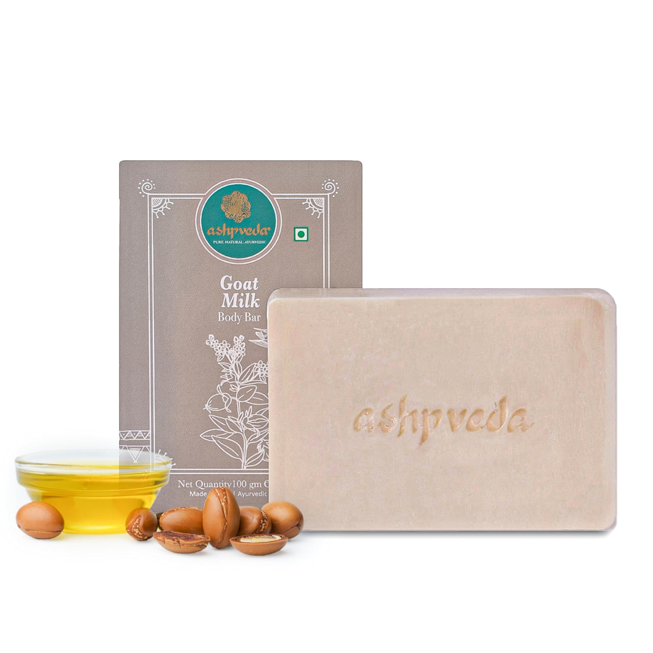 Ashpveda Jojoba Oil & Goat Milk Handmade Bath Soap Bar for Skin Hydration, Nourishment, Tan Removal & Glowing Skin (100gm)