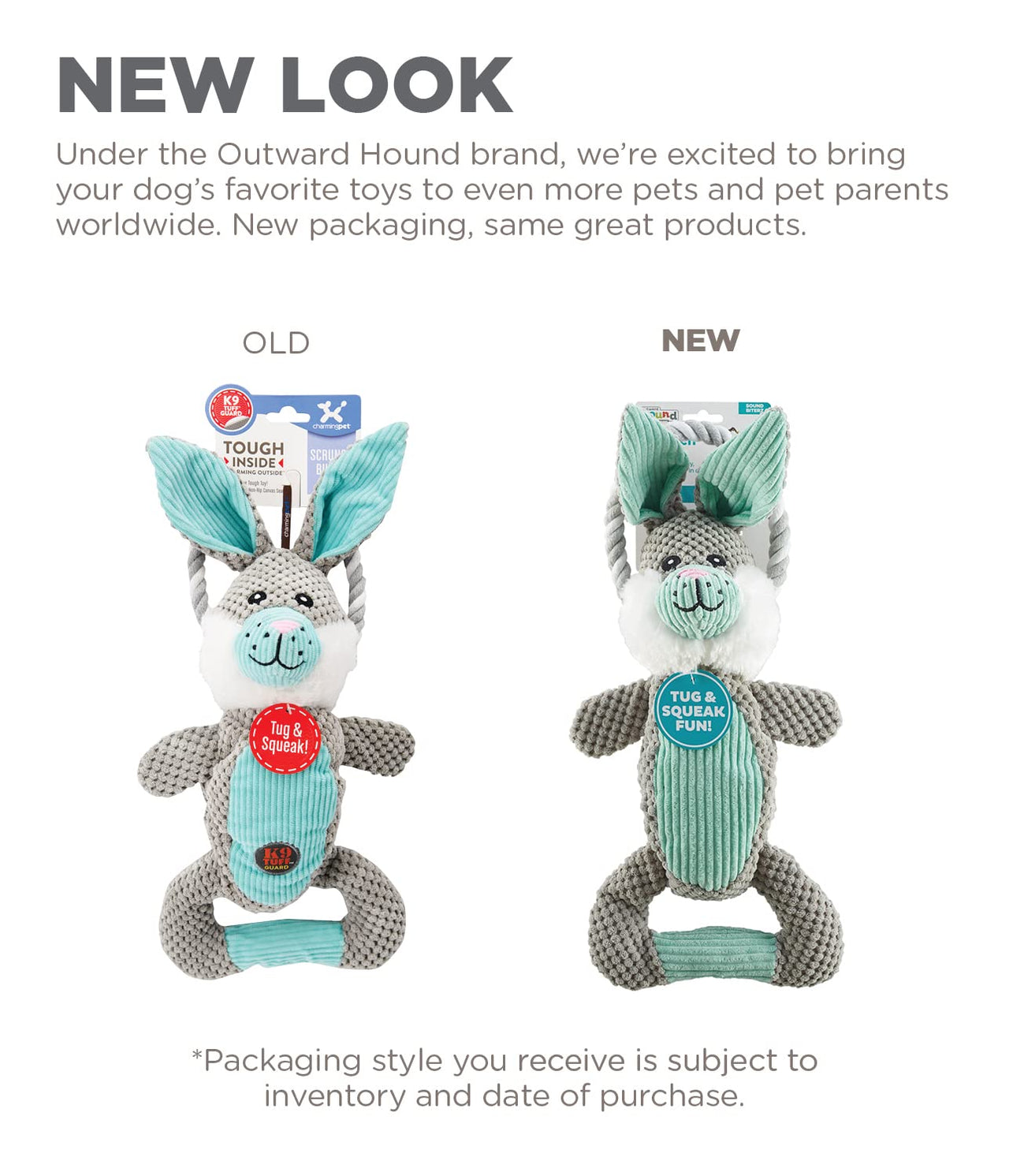 Outward Hound Scrunch Bunch Bunny Interactive Plush Squeaky Dog Tug Toy