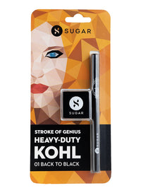 SUGAR Cosmetics Stroke Of Genius Heavy-Duty Kohl with Sharpner | Long Lasting, Smudge Proof & Waterproof Kajal Pencil | Matte Finish | 1.2gm - 01 Back To Black (Black)