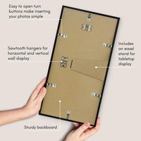 Americanflat 8x16 Poster Frame in Black - Thin Border Photo Frame with Shatter-Resistant Glass, Hanging Hardware, and Built-in Easel for Horizontal or Vertical Display Formats for Wall or Tabletop