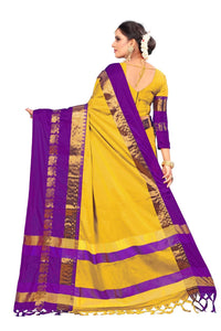 PAREVDEE Women's  Dobby Cotton Saree With Blouse Piece