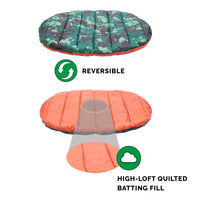 Furhaven Outdoor Travel Dog Bed for Large/Medium Dogs w/ Carry Bag, Washable & Foldable, Great for Crates & Kennels - Trail Pup Travel Pillow Mat w/ Stuff Sack Bag - Paprika/Camo-Paw, Large Trail Pup Travel Bed 39.0