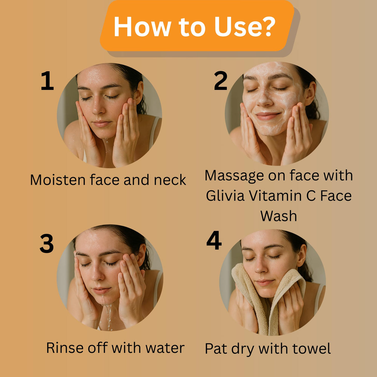 Glivia Vitamin C Face Wash - Brightening, Hydrating & Dark Spot Correcting | Gentle Cleanser for Glowing Skin, 100 ML