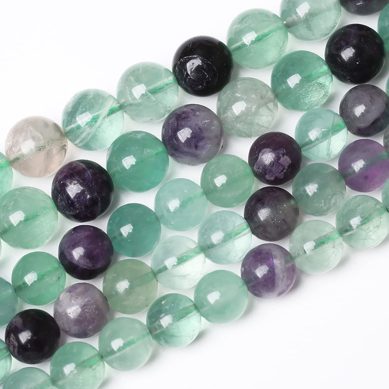 61pcs 6mm Natural Stone Beads Fluorite Gemstone Round Loose Beads for Jewelry Making DIY Bracelet Necklace Energy Crystal Healing Power Stone 15" Green Fluorite