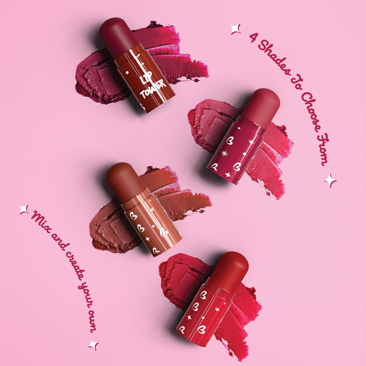 Blue Heaven Get Matte Lip Tower 4-in-1 Stackable Lipstick Combo Set | Moisturizing & Lightweight | Smooth Matte Finish |Intense Color Payoff| Easy to Carry, 6gm