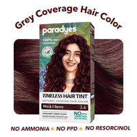 Paradyes Black Cherry Timeless Hair Tint, Permanent Crème Hair Colour for Natural-Looking Results, Complete Grey Coverage, Long-Lasting Formula Free from PPD, Ammonia, & Resorcinol, 3.6 Black Cherry