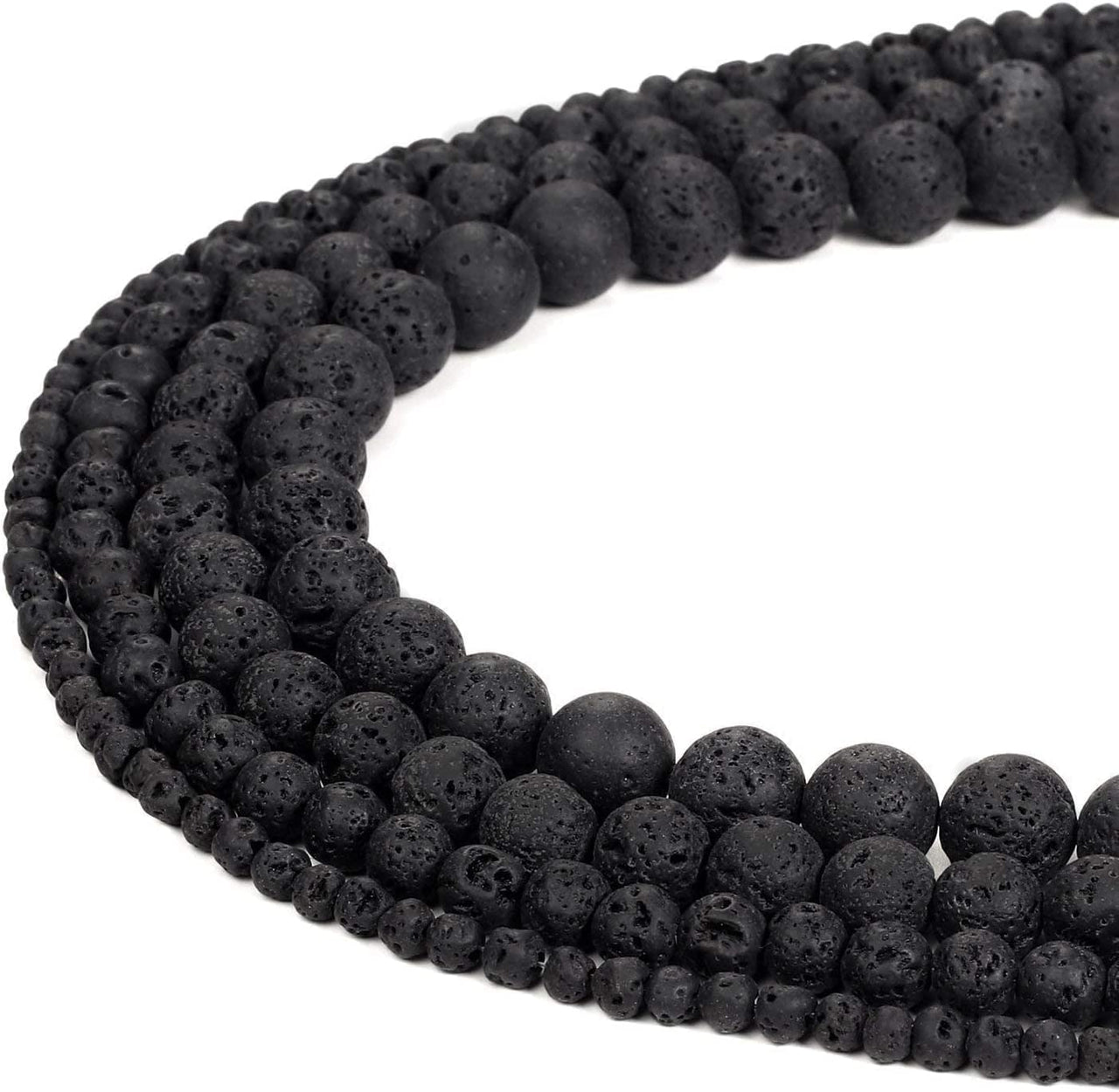 BEADNOVA 8mm Natural Black Lava Beads Stone Gemstone Round Loose Energy Healing Beads with Free Crystal Stretch Cord for Jewelry Making (40-42pcs) 10) Black Lava Stone Round Beads