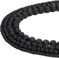 BEADNOVA 8mm Natural Black Lava Beads Stone Gemstone Round Loose Energy Healing Beads with Free Crystal Stretch Cord for Jewelry Making (40-42pcs) 10) Black Lava Stone Round Beads