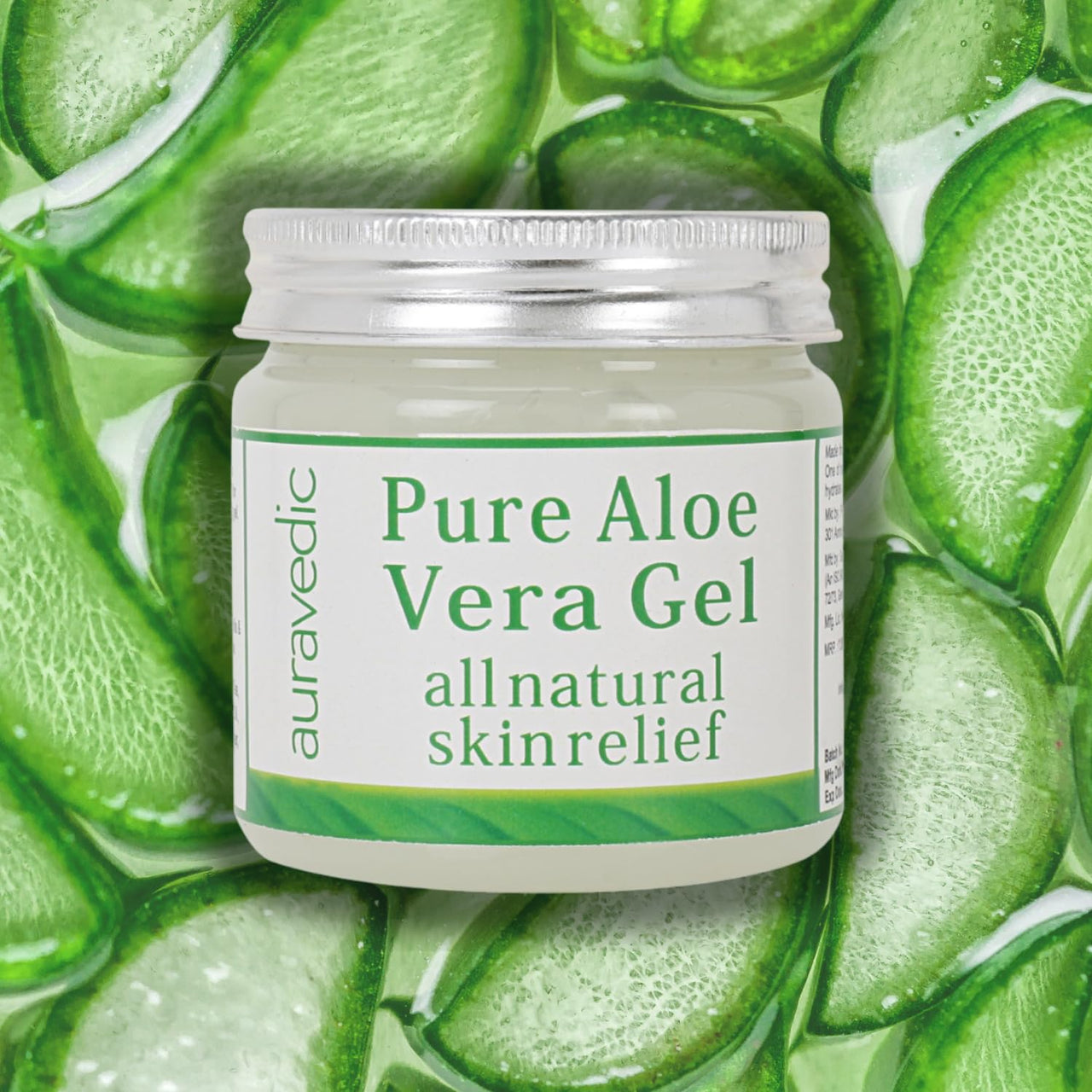 Auravedic Pure Aloe Vera Gel for face 200gm Aloevera Gel For Glowing Skin Aloe Vera Gel For Hair Anti Acne Gel Under Eye Gel with green tea Paraben Free