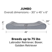 Furhaven Replacement Dog Bed Cover Ultra Plush Faux Fur & Suede Contour Luxe Lounger, Machine Washable - Gray, Jumbo (X-Large) Ultra Plush (Gray) 45.0