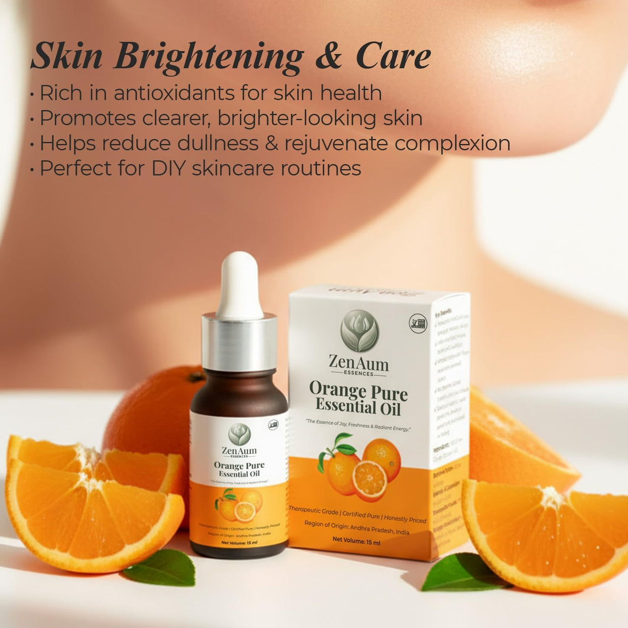 Zenaum Essences 100% Natural Orange Therapeutic Grade Essential Oil | 45ml (Pack of 3)| Mood Uplifting, Skin Brightening & Aromatherapy Sourced from Andhra Pradesh, India | GMP, ISO & IFRA Certified