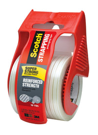 Scotch Reinforced Strength Shipping Strapping Tape with Dispenser, Clear, 1.88