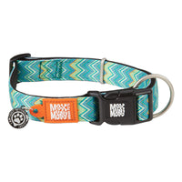 Max & Molly Soft Padded Neoprene Dog Collar w/Smart ID Gotcha! QR Pet Safety Tag, Durable, Waterproof, Anti-Stink, Machine Washable Collar for Dogs, Chevron Green Pattern, L Vintage Green L (15-25