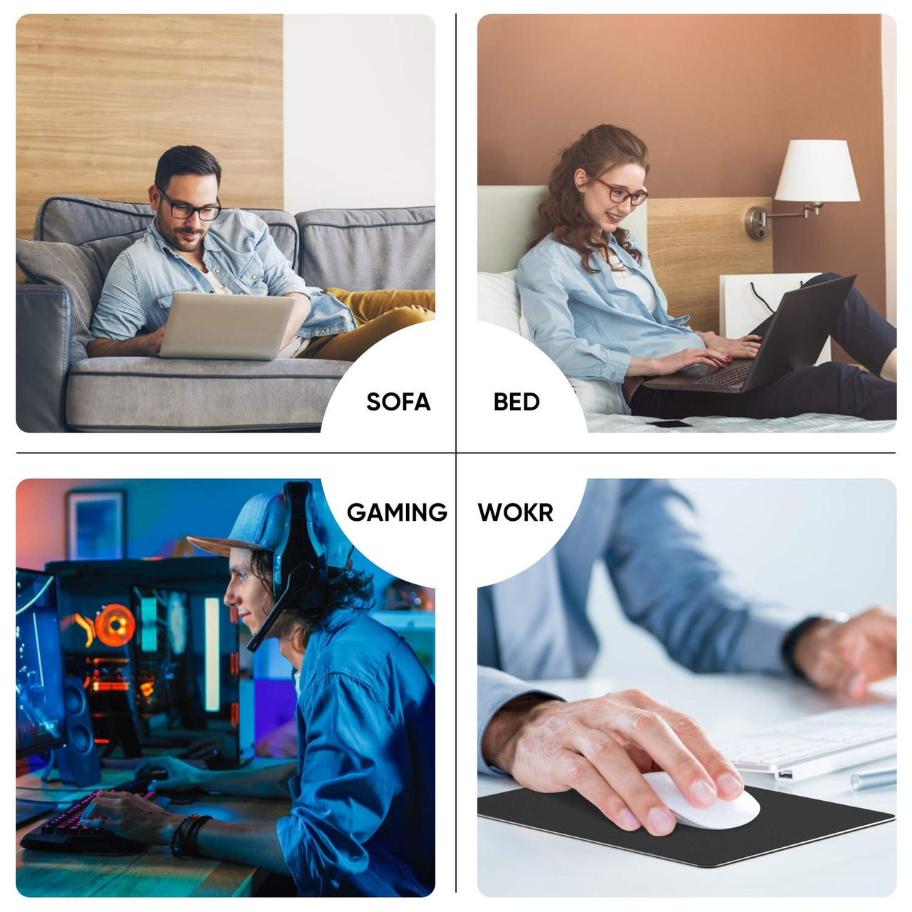 Mouse Pad, Black Premium Hard Metal Aluminum Mousepad, Double Side Waterproof Ultra Smooth Mouse Pad for Fast and Accurate Mouse Control for Office and Gaming, 9.4 x 7.9inch Medium