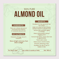 Nat Habit 100% Pure Almond Oil (Rogan Badam), For Skin & Hair, Non-Refined, Chemical Free & Preservative Free - 50 ml