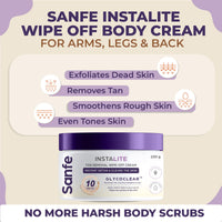 Sanfe Detan Cream Instalite Detan Wipe Off 100 gm | With Glycoclear Technology | 1 Tone Brighter in 10 mintues | For Legs, Arms, Underarms and Back | Detan Cream Pack for Tan Removal & Glowing Skin