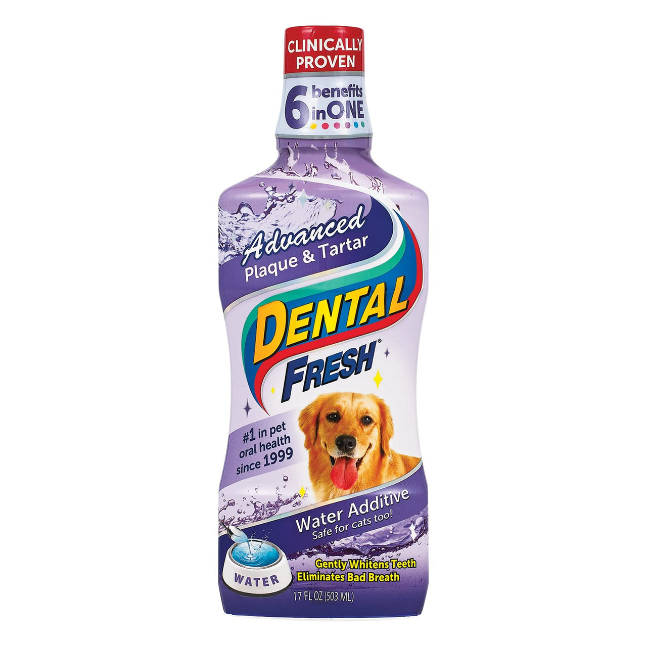 Dental Fresh Advanced Plaque and Tartar Water Additive, 17oz – Dog Teeth Cleaning Formula to Freshen Breath and Improve Overall Oral Health 17 oz