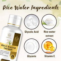 Herbalvani Rice Water Face Wash | Enriched with Rice Water, Niacinamide & Glycolic Acid | Deep Cleansing & Skin Brightening | For All Skin Types | 100ml