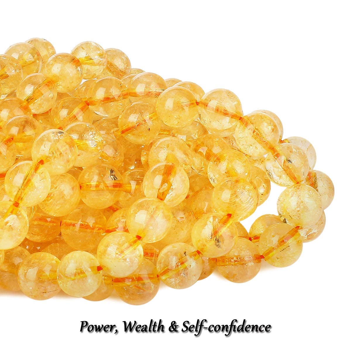 70PCS Natural 8MM Healing Gemstone, Citrine Energy Stone Round Loose Beads, Semi-Precious Crystal Beads with Free Elastic String for Jewelry Making DIY