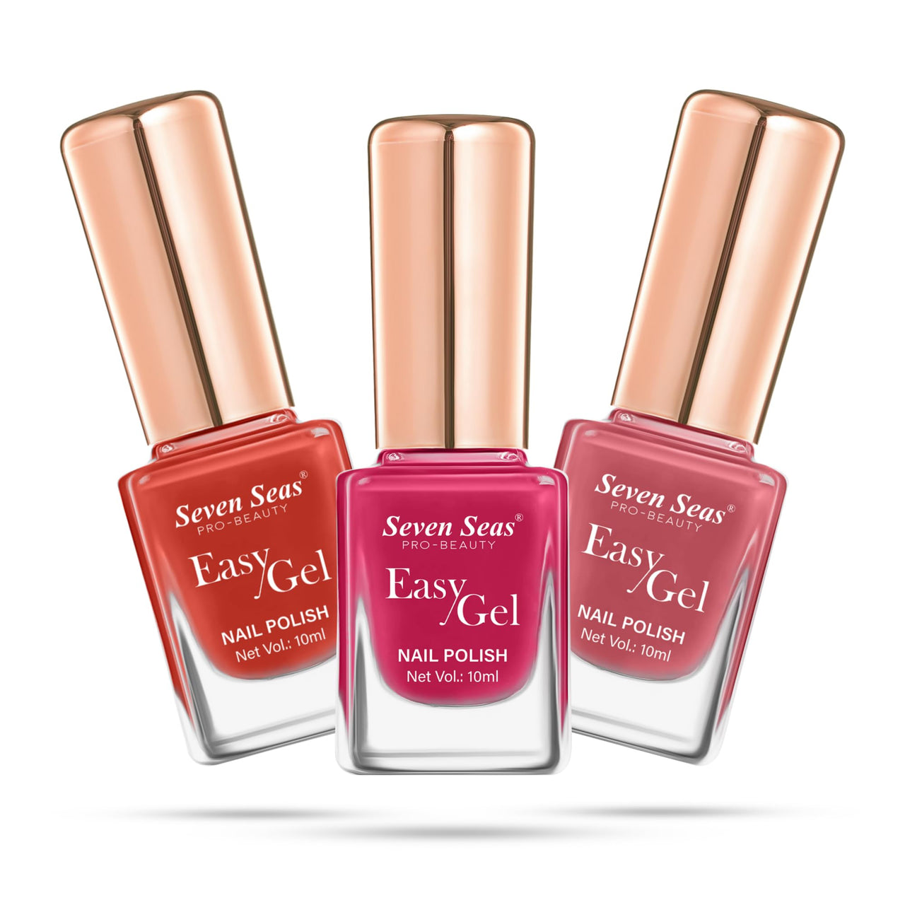 Seven Seas Easy Gel Nail Polish | Quick Dry Gel Nail Polish, Pack of 3 (Combo-01, 30ml)