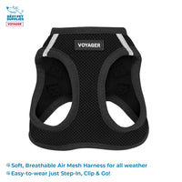 Voyager Step-in Air All Weather Mesh Harness and Reflective Dog 5 ft Leash Combo with Neoprene Handle, for Small, Medium and Large Breed Puppies by Best Pet Supplies - Set (Black), L Harness Leash Set (Black) L (Chest: 18 - 20.5