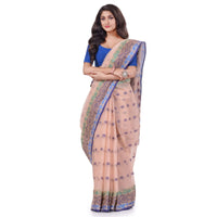 dB DESH BIDESH Women`s Traditional Bengal Tant Tri Leaf Woven Design Pure Handloom Cotton Saree Without Blouse Piece