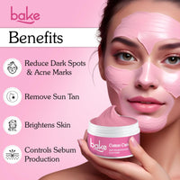 BAKE Anti Pigmentation Clay Mask with 2% Alpha Arbutin for Pigmentation, Dark Spots & Circles, Tan Removal | Anti Pigmentation Kaolin Clay Mask For Skin Brightening & Glowing | For Men & Women | 100g