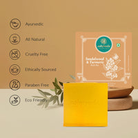 Ashpveda Sandalwood and Turmeric Soap for Bath | Ayurvedic Handmade Natural Scented Premium Bathing Soap for Glowing & Moisturizing Skin (75 gm)