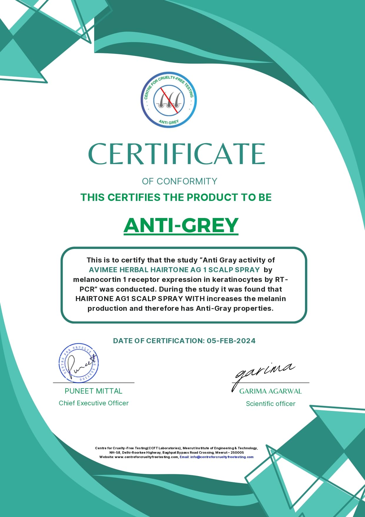 Avimee Herbal Hairtone AG1 Scalp Spray for Grey Hair | With Indigo, Henna, Beet Root and Hibiscus Extracts | Daily Nutrition For Your Hair | 100 ML