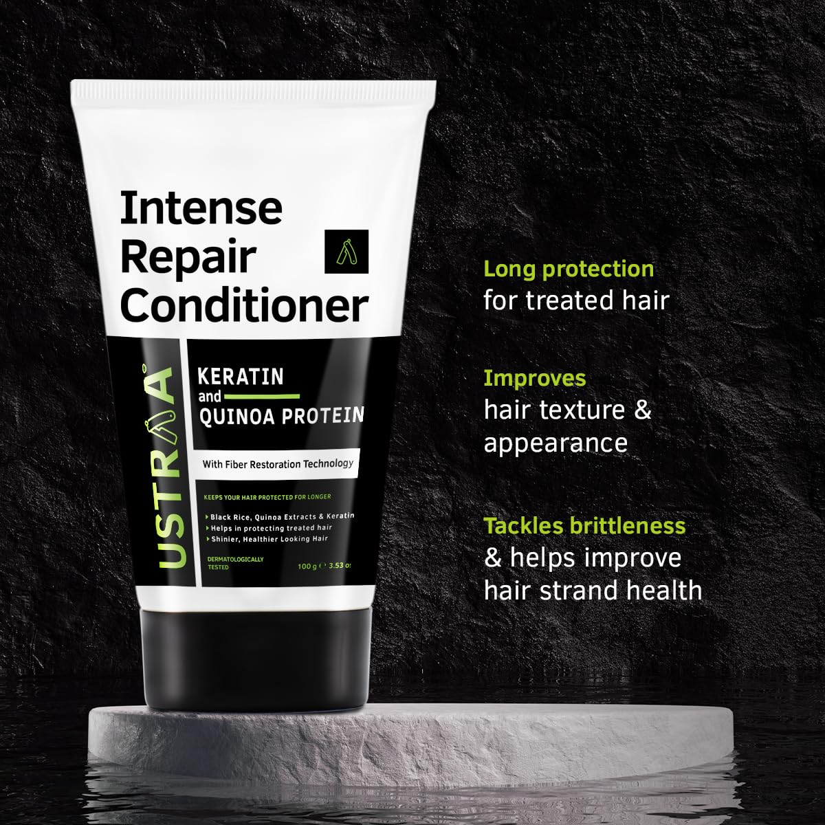 Ustraa Intense Repair Conditioner - 100 g - Set of 2 | Fiber Restoration Technology | Helps Protect & Restore Hair Bonds | with Black Rice, Quinoa Extracts & Keratin | No SLS, No Paraben