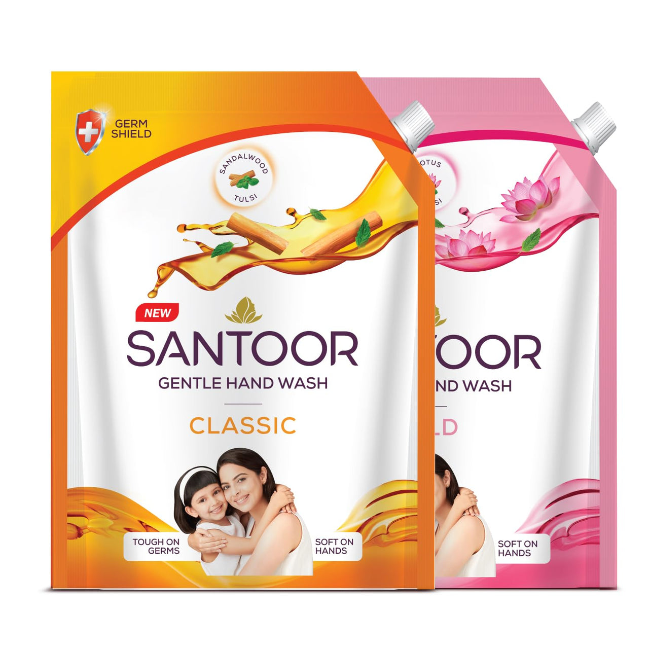 Santoor Mild Gentle Hand Wash 1350ml with Goodness of Lotus & Tulsi| Rich Lathering Formula with Anti-Bacterial Properties| Soft on Hands| Soothes & Hydrates Skin