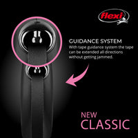 FLEXI New Classic Retractable Dog Leash (Tape), 16 ft, Small, Black Small - 16 ft