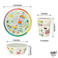 Zak Designs Peppa Pig Kids Dinnerware Set 3 Pieces, Durable and Sustainable Melamine Bamboo Plate, Bowl, and Tumbler are Perfect For Dinner Time With Family (Peppa, Suzy, Zuzu) 8