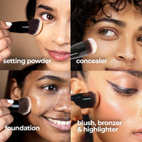 Ruby's Organics Dual Ended Makeup Brush for Face Makeup - Multipurpose brush for Foundation, Concealer, Blush and Compact for flawless finish, Blending and Powder Brush, Cruelty-free, Large Coverage Makeup Tool