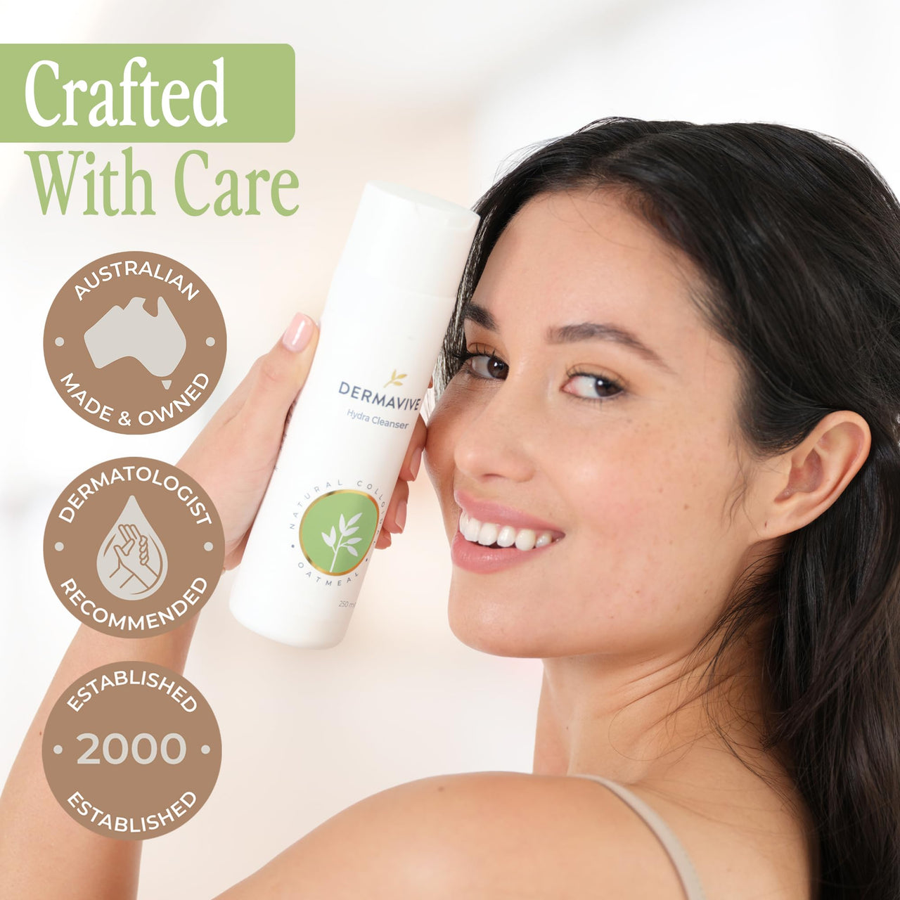 Dermavive Hydra Cleanser - Non-Irritating Facial and Skin Cleanser, | pH Balanced, Softens and Hydrates Sensitive Skin, 250ml