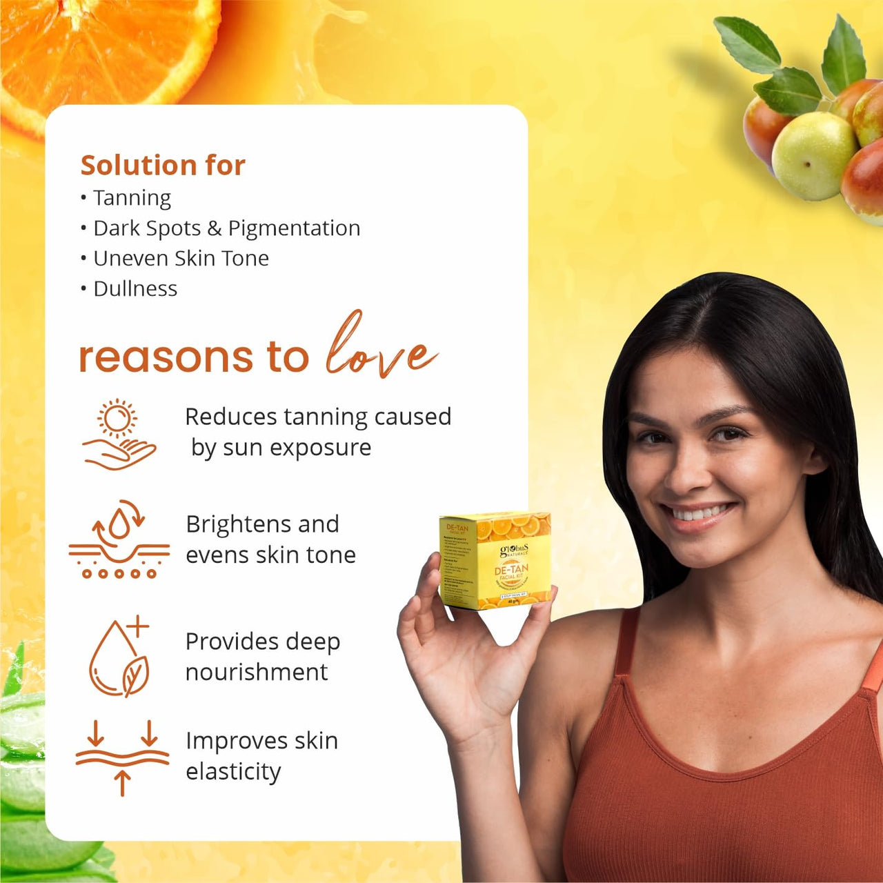 Globus Naturals Facial Kit Combo-Skin Lightening Ubtan & Tan Removal De-Tan Facial Kit, For All Skin Types