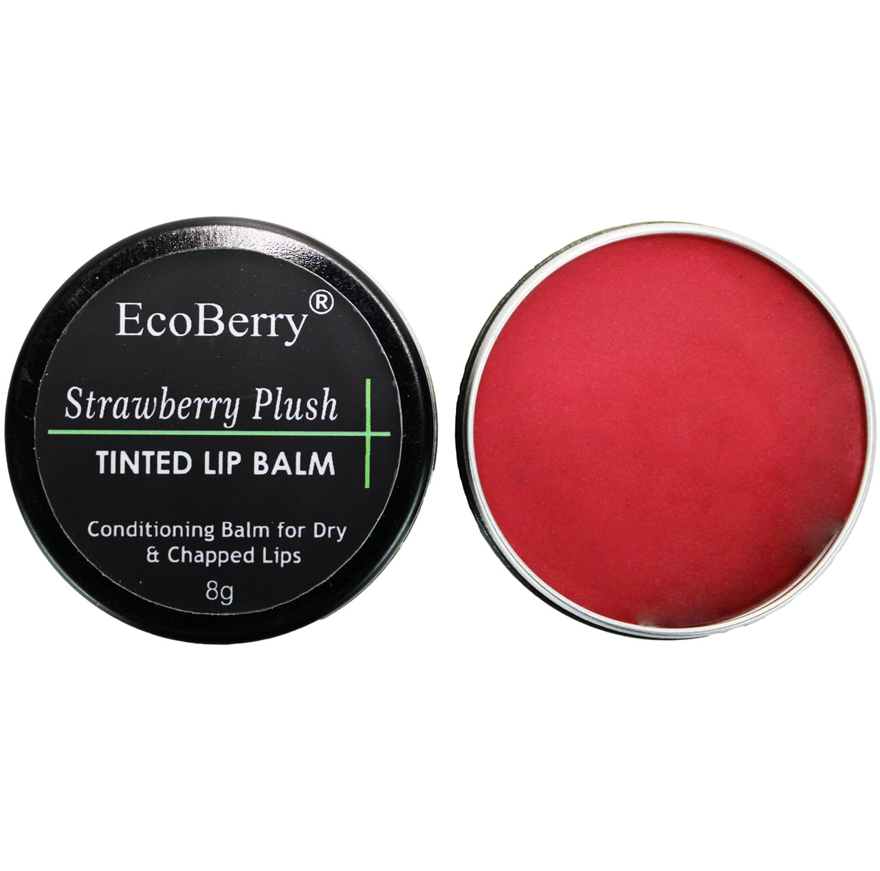 EcoBerry Strawberry Plush Tinted Lip Balm For Natural Pink Lips Dry, chapped Lips | Moisturizing Conditioning Natural SPF | Enriched with Strawberry extracts, Vitamin E & Shea butter 100% Pure, Natural & Handmade, Mineral Oil Free, Preservative Free, Para