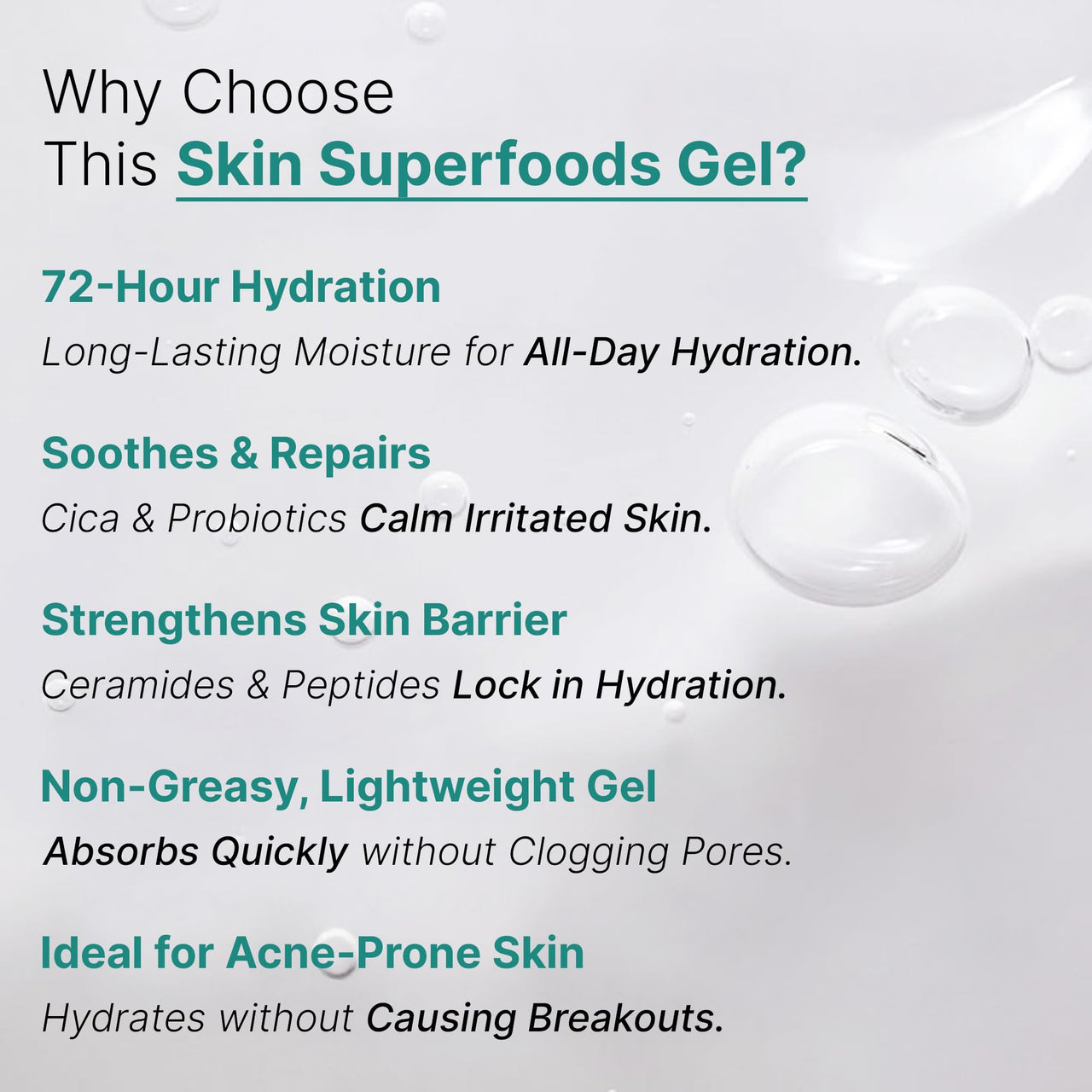 WildOak 72 hrs Advanced Hydrating Face Gel with 15 Skin Superfoods | Retinol, Hyaluronic Acid, Probiotics, Collagen, Peptides & Ceramides | Boosts Elasticity & Anti-Aging | Improve Barrier | 100gm