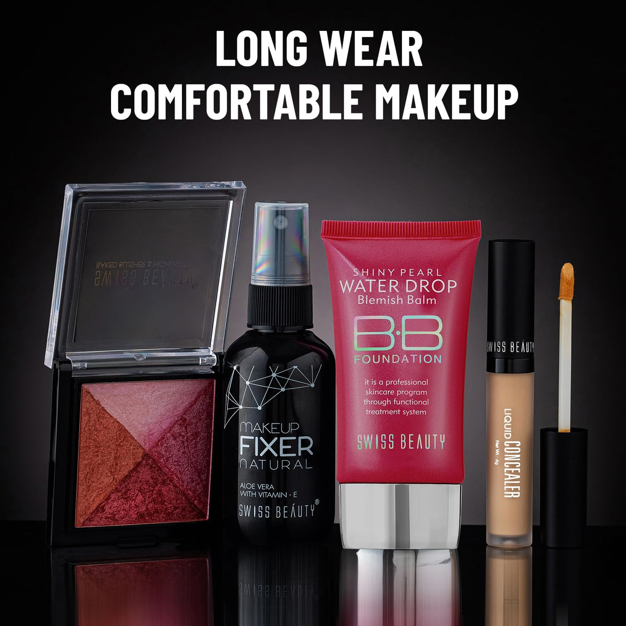 Swiss Beauty Matte Shiny Pearl Water Drop Blemish Long Lasting Balm BB Lightweight, Liquid Foundation, Face Makeup, Shade-03, 40ml