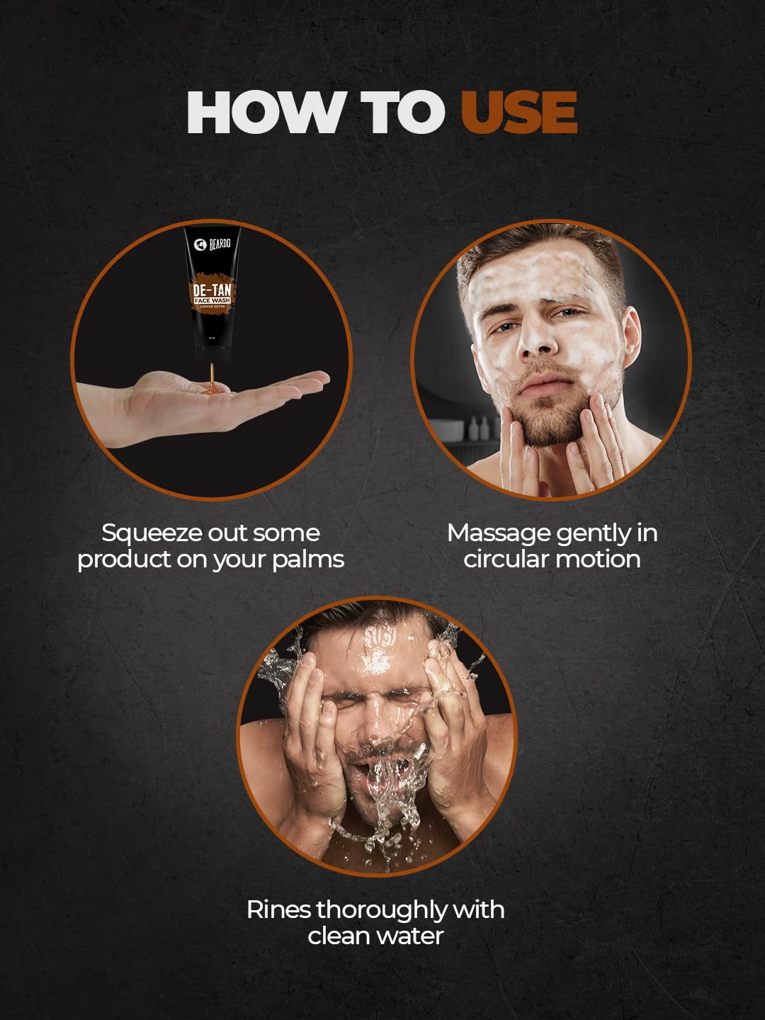 BEARDO De-Tan Face wash for Men, 100ml (Pack of 2) | Reduces Tan for glowing complexion | Coffee Facewash | Dark Spot Reduction | Tan removal face wash men