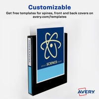 Avery Durable Clear View 3 Ring Binders, 1.5 Inch Slant Rings, 2-Pack of Black Binders (19300) 1.5