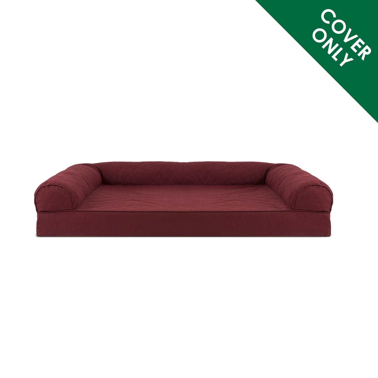 Furhaven Replacement Dog Bed Cover Quilted Sofa-Style, Machine Washable - Wine Red, Medium