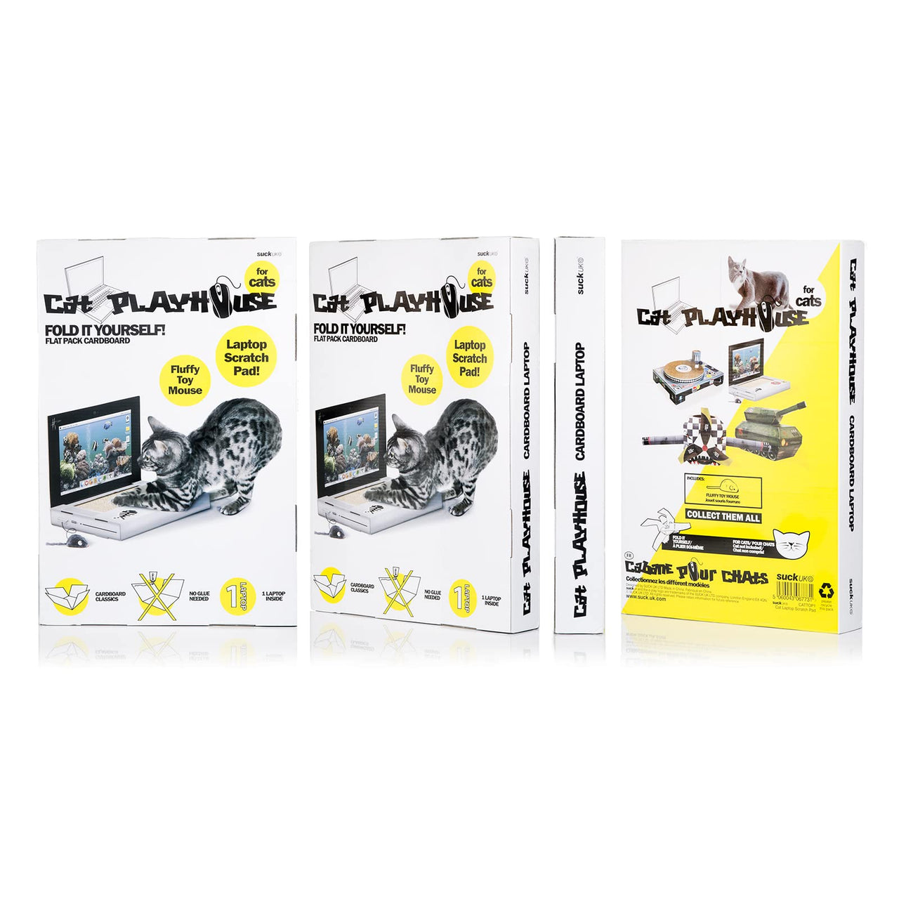 Suck UK Cat Scratcher Laptop with Fluffy 'Mouse' Interactive Toys, Paw Over Social Media & Catch up on The Mews, Kitten Toys & Cat Scratch Pads |