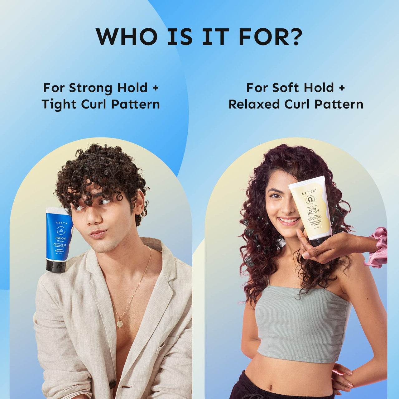 Arata Advanced Curl Care Curly Hair Gel (150 ML) and Styling Hair Gel (150 ML) | Defines Curl Pattern | Strong and Soft Hold | Enhances Texture, Volume and Shine