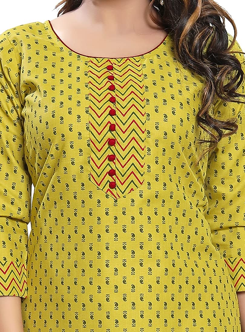DREAM & DZIRE Women Printed Staight Cotton Kurti.