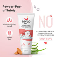 Mylo Baby Diaper Rash Cream 50gm | Prevents and Heals Rashes | With 15% Zinc Oxide | Care with Aloe Vera, Almond Oil & Vitamin E