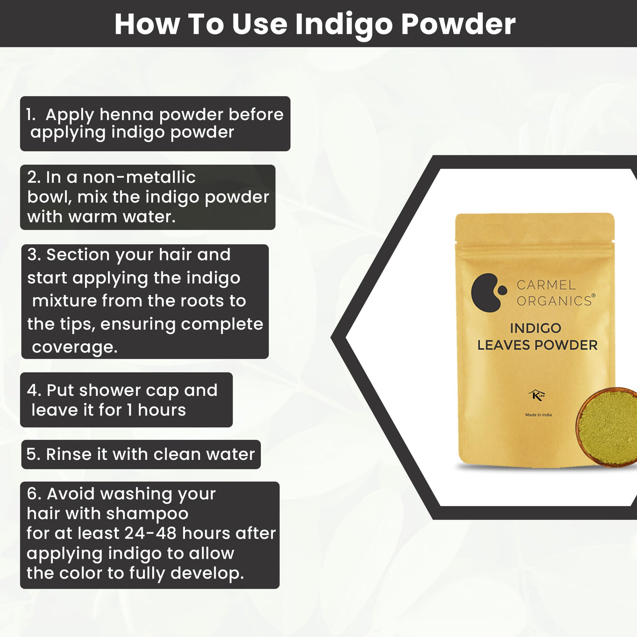 CARMEL ORGANICS Hair Color Henna & Indigo Leaves Powder Combo (340gm Each) | No Added Preservative and Additives | Non-GMO | Made By Pure And Natural Dried Leaves